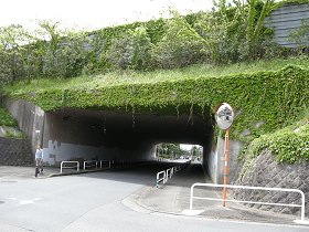 関越道の下を潜る道の写真